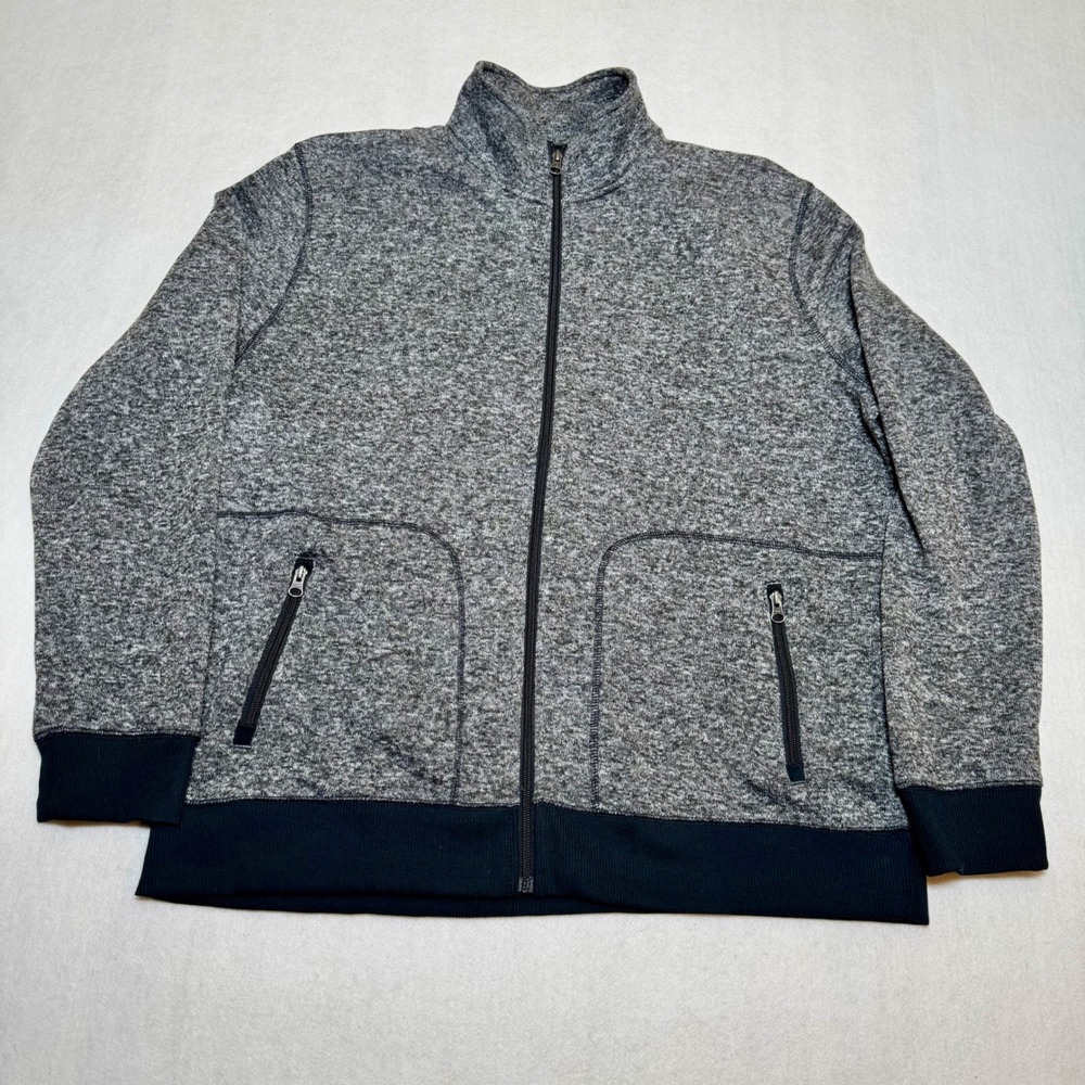 Sonoma Goods For Life Mens XXL Gray Marl Full Zip Fleece Jacket Mock Neck